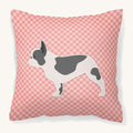 Hand-illustrated French Bulldog Pink Checkerboard Throw Pillow