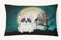 Hand-illustrated French Bulldog Scary Halloween Throw Pillow