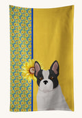 Hand-illustrated French Bulldog Summer Sunflowers Kitchen Towel