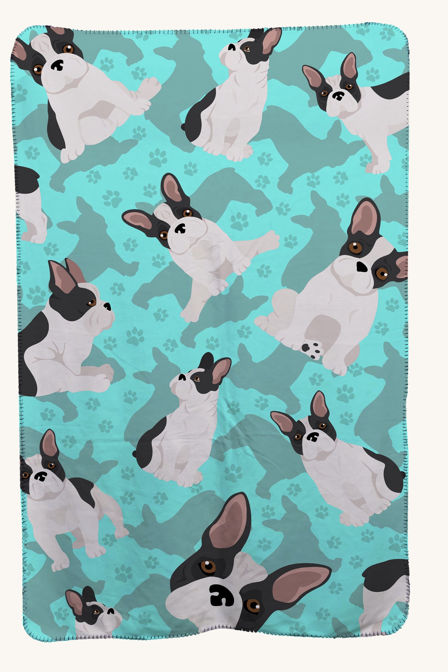 Hand-illustrated French Bulldog Travel Blanket with Bag