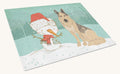Hand-illustrated German Shepherd and Snowman Christmas Glass Cutting Board