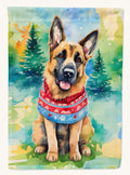 Hand-illustrated German Shepherd Christmas Garden Flag