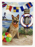 Hand-illustrated German Shepherd Life Saver House Flag