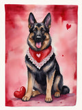 Hand-illustrated German Shepherd My Valentine House Flag
