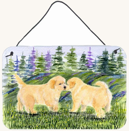 Hand-illustrated Golden Retriever Aluminum Wall Sign