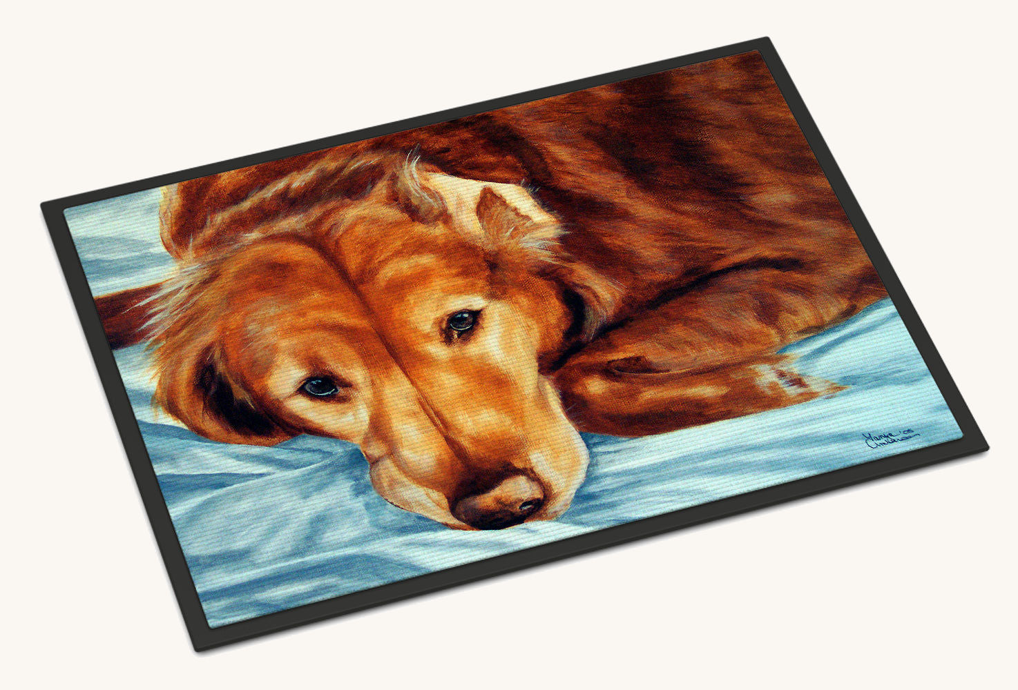 Hand-illustrated Golden Retriever Amberson Portrait Doormat