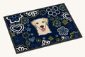 Hand-illustrated Golden Retriever Blue Flowers Doormat