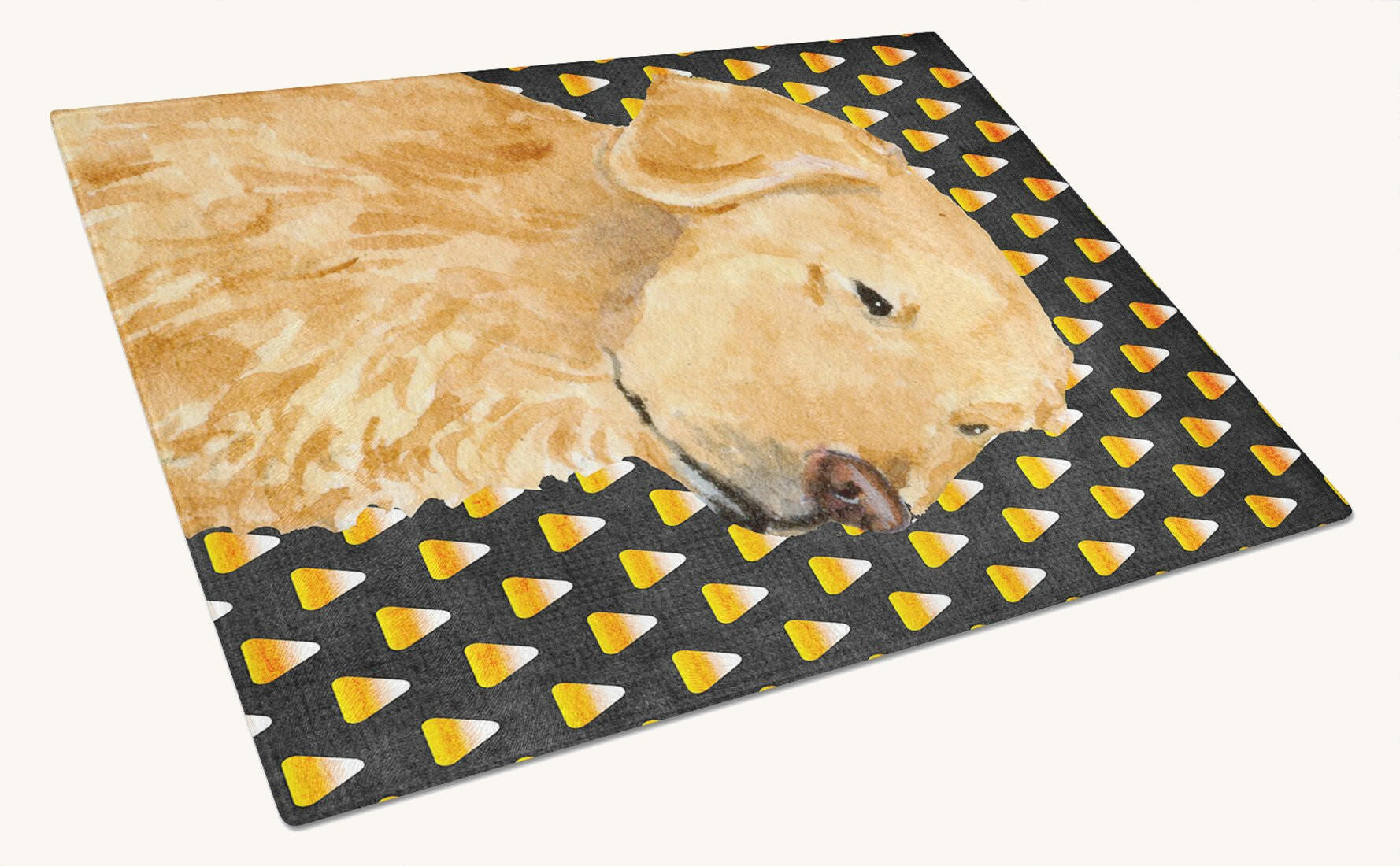 Hand-illustrated Golden Retriever Candy Corn Halloween Cutting Board