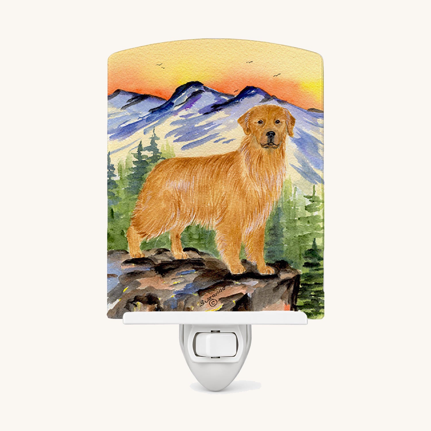 Hand-illustrated Golden Retriever Ceramic Night Light