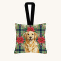 Hand-illustrated Golden Retriever Christmas Poinsettias Hanging Ornament