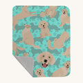 Hand-illustrated Golden Retriever Cream Quilted Throw Blanket