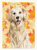 Hand-illustrated Golden Retriever Fall Leaves House Flag