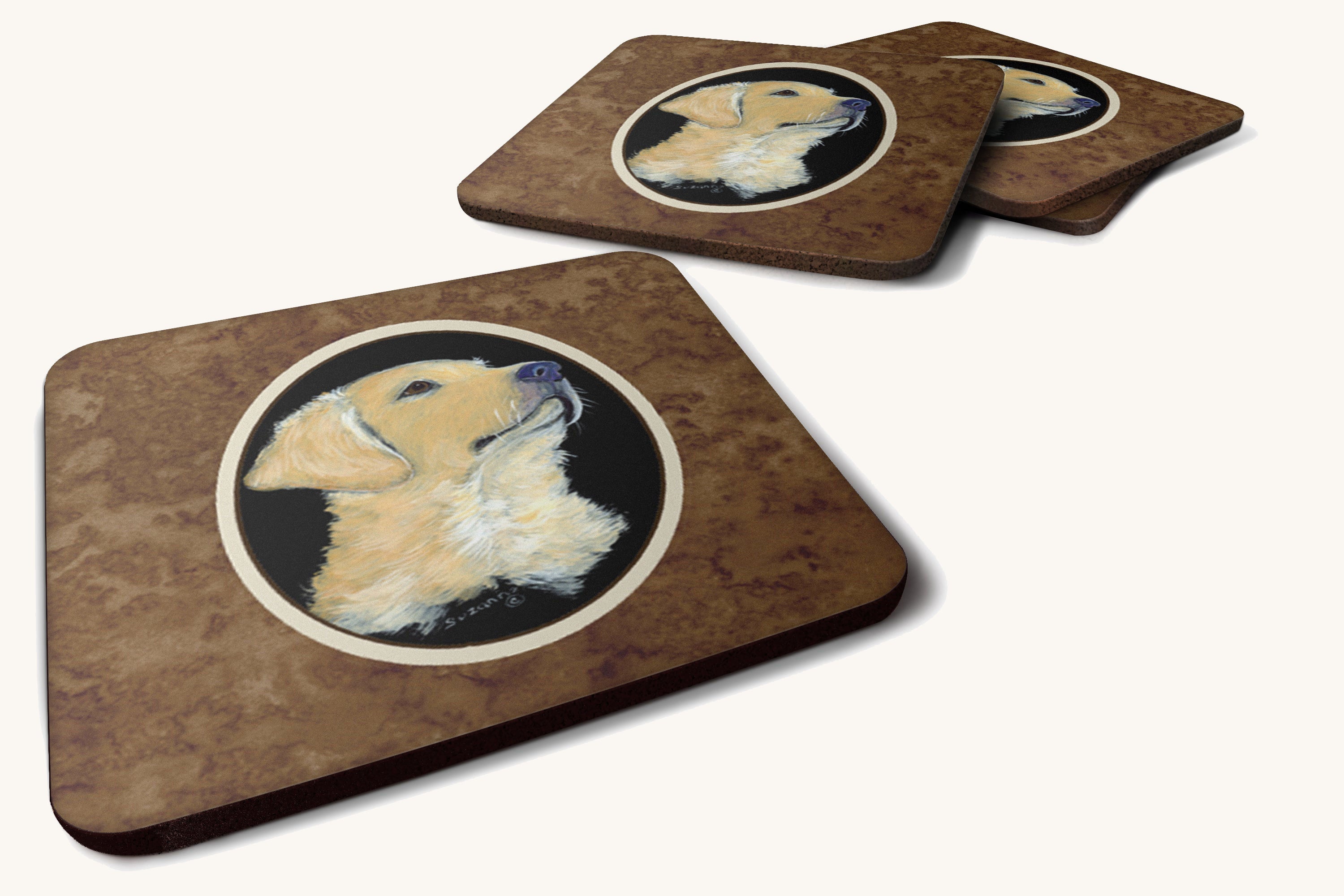 Hand-illustrated Golden Retriever Foam Coaster Set