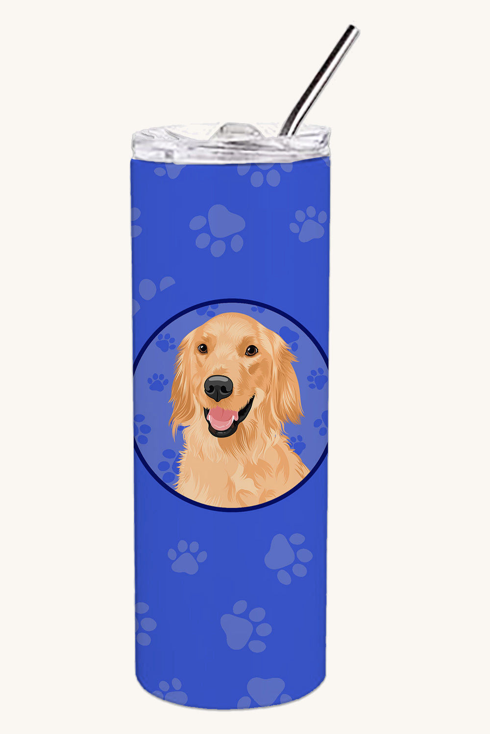 Hand-illustrated Golden Retriever Gold Skinny Tumbler