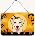 Hand-illustrated Golden Retriever Halloween Aluminum Sign