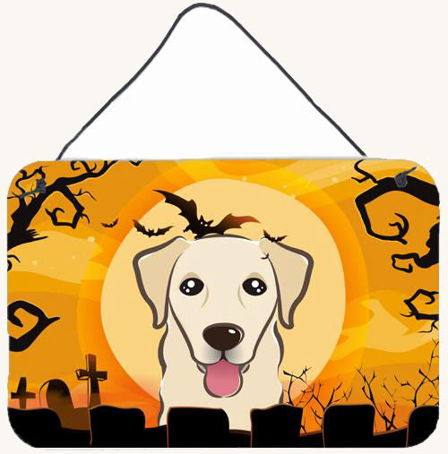 Hand-illustrated Golden Retriever Halloween Aluminum Sign