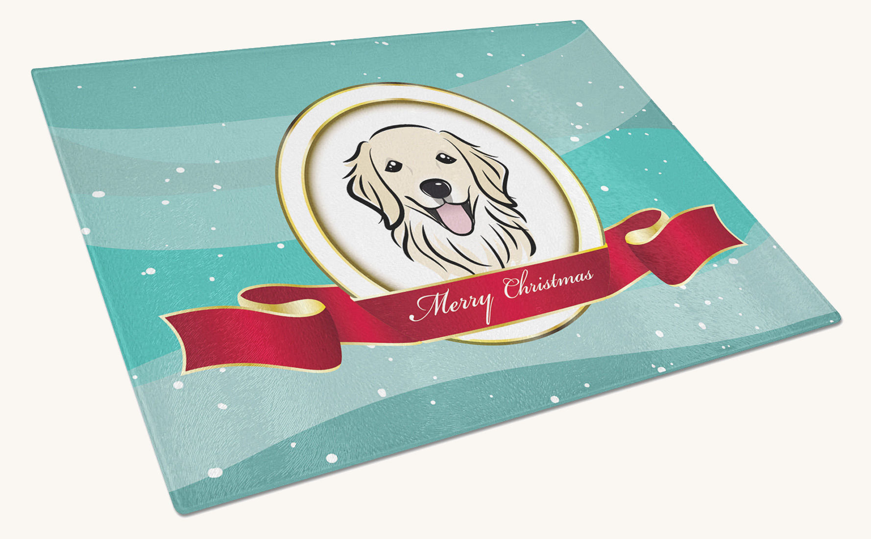 Hand-illustrated Golden Retriever Merry Christmas Cutting Board