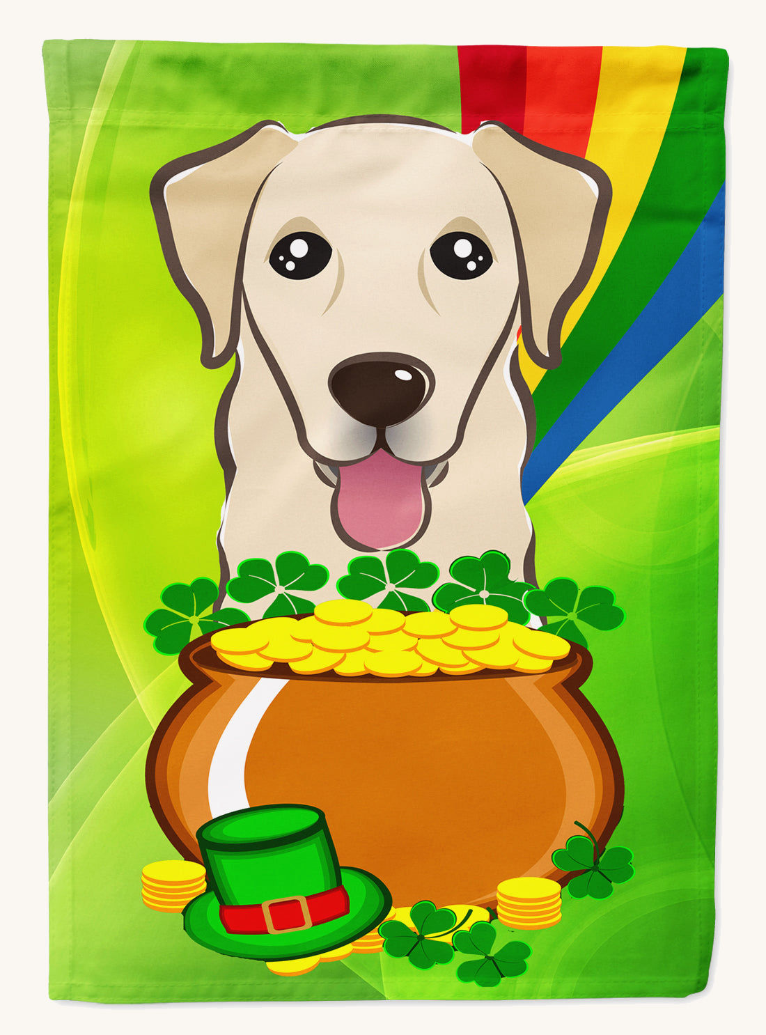 Hand-illustrated Golden Retriever St. Patrick's Day Garden Flag