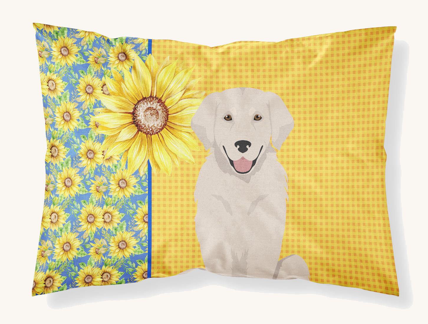Hand-illustrated Golden Retriever Summer Sunflowers Pillowcase