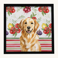 Hand-illustrated Golden Retriever Vegetables Framed Metal Print