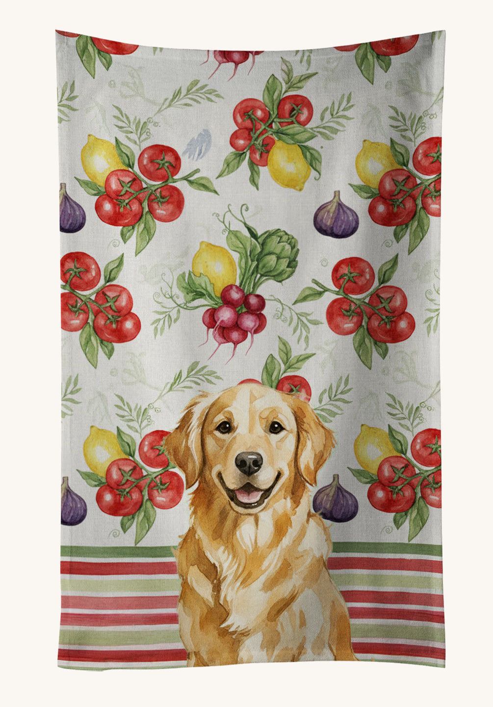Hand-illustrated Golden Retriever Vegetables Kitchen Towel