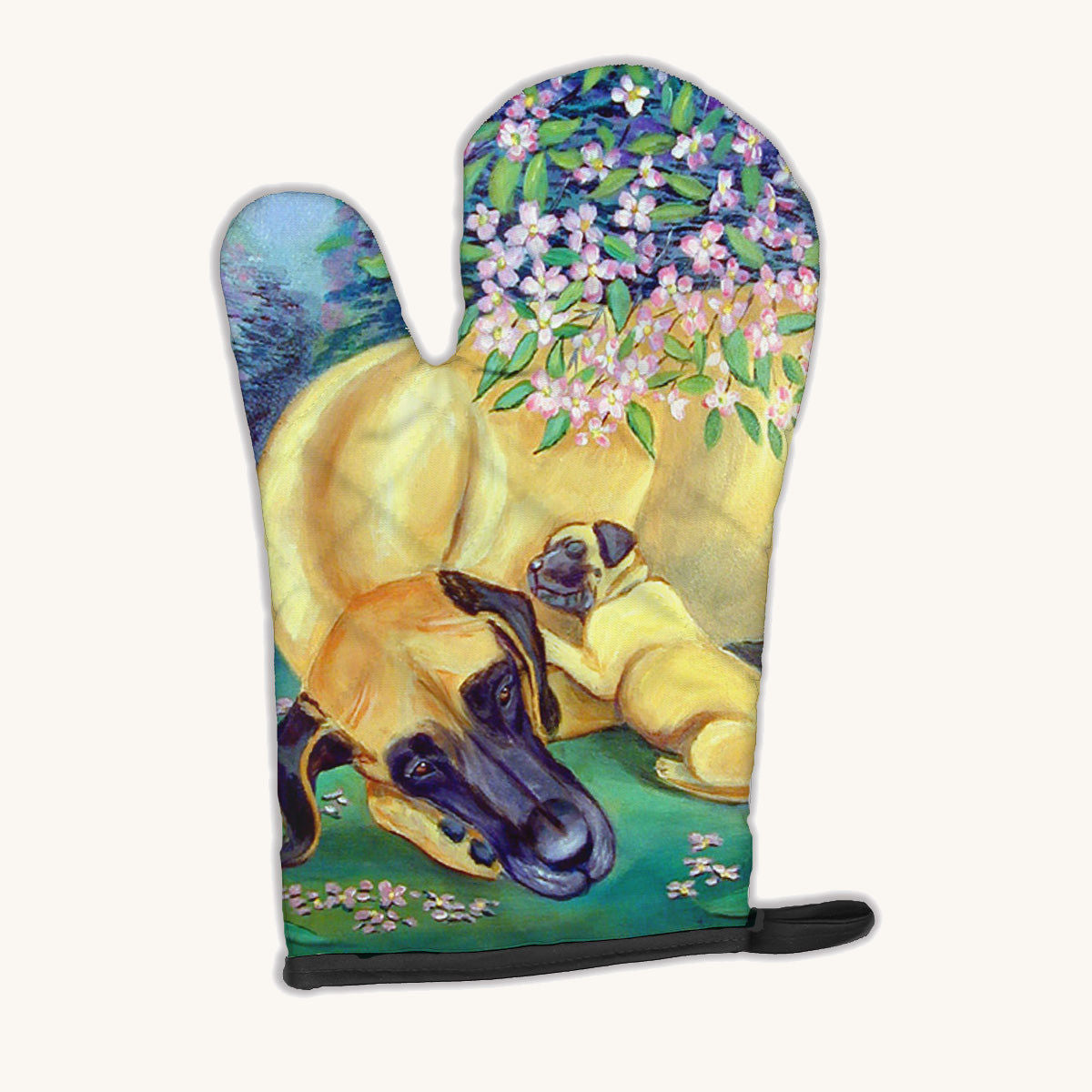 Hand-illustrated Great Dane and Puppy Oven Mitt