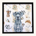 Hand-illustrated Great Dane Coffee Bar Framed Metal Print