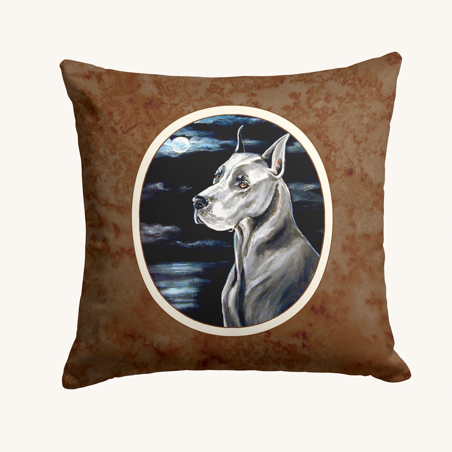 Hand-illustrated Great Dane Moonlight Throw Pillow