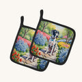 Hand-illustrated Great Dane Spring Path Pot Holders