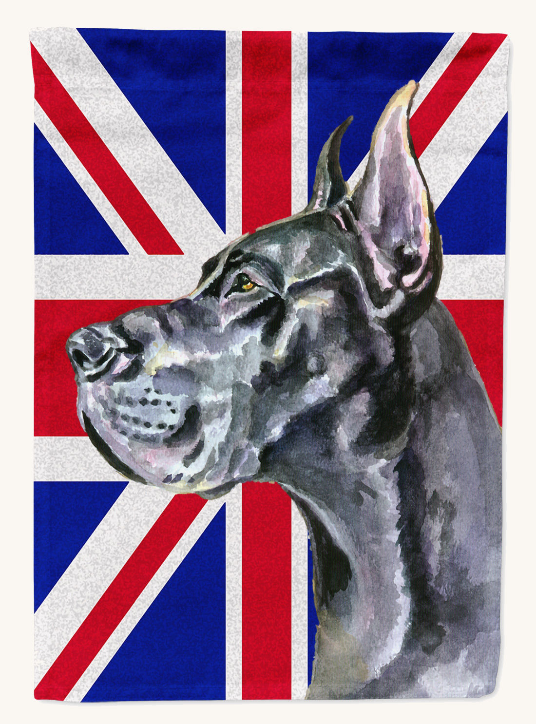 Hand-illustrated Great Dane Union Jack Garden Flag