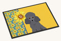Hand-illustrated Grey Poodle Summer Sunflowers Doormat