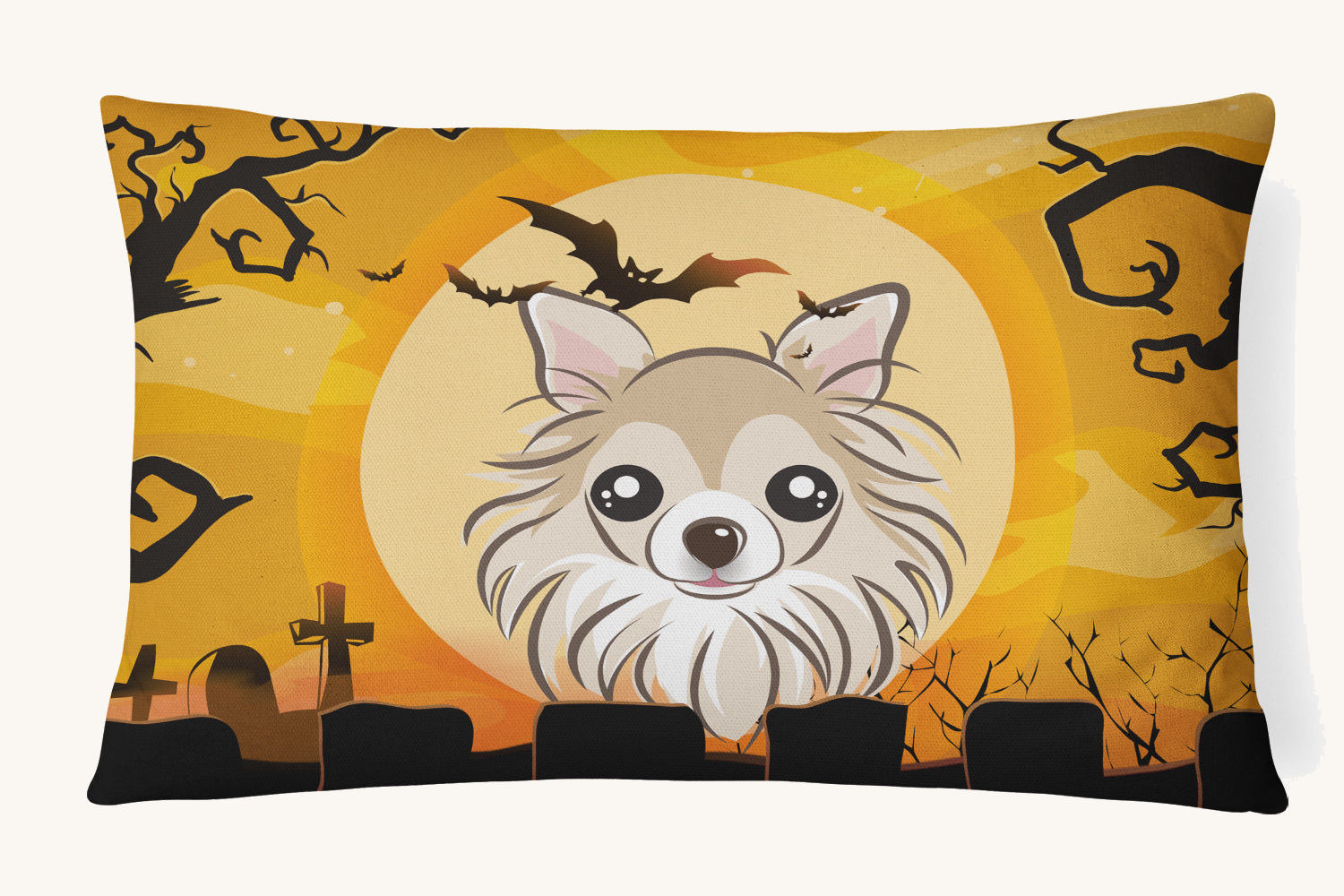 Hand-illustrated Halloween Chihuahua Canvas Throw Pillow
