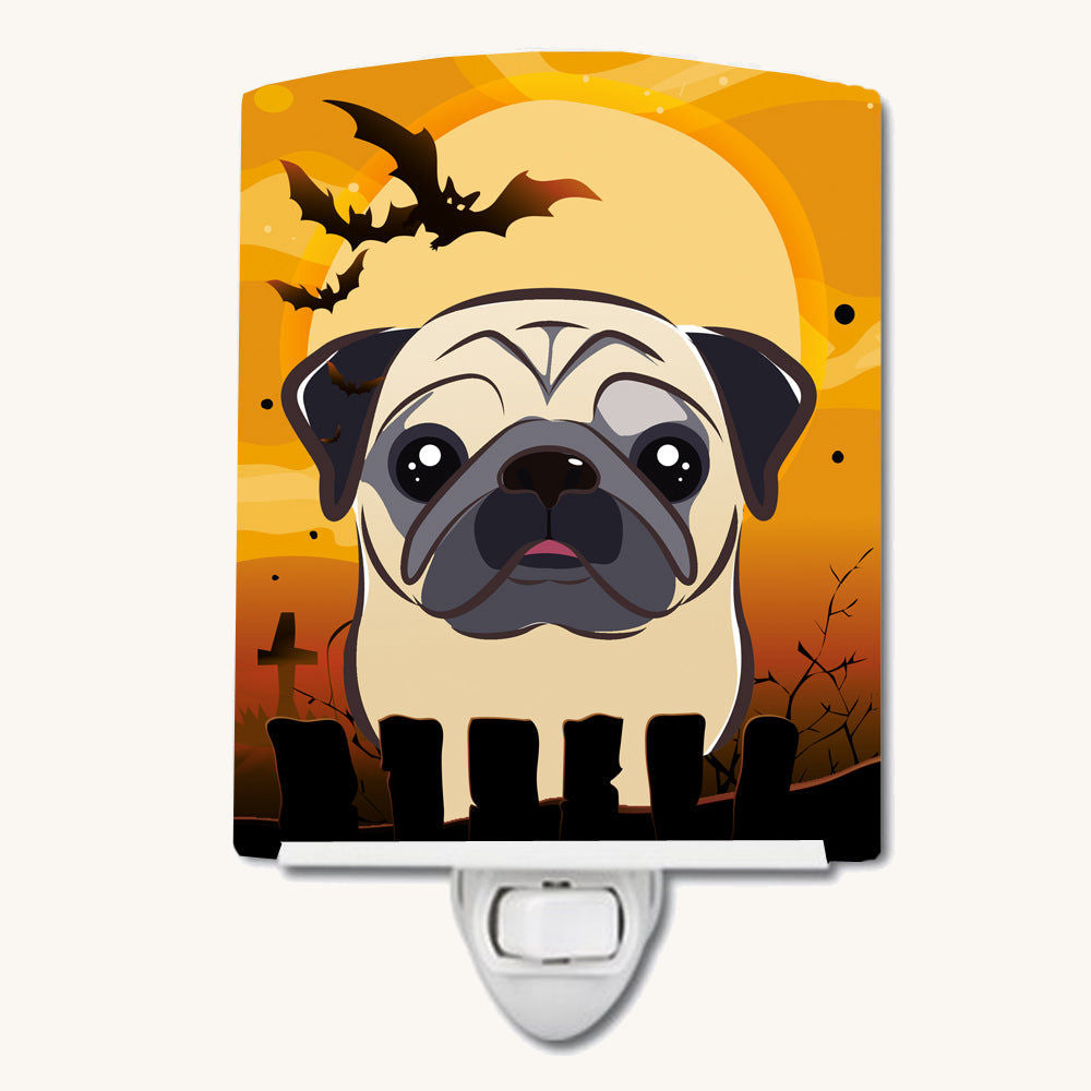 Hand-illustrated Halloween Fawn Pug Ceramic Night Light