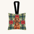 Hand-illustrated Irish Setter Christmas Poinsettias Hanging Fabric Ornament