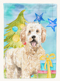 Hand-illustrated Labradoodle Christmas Tree Garden Flag