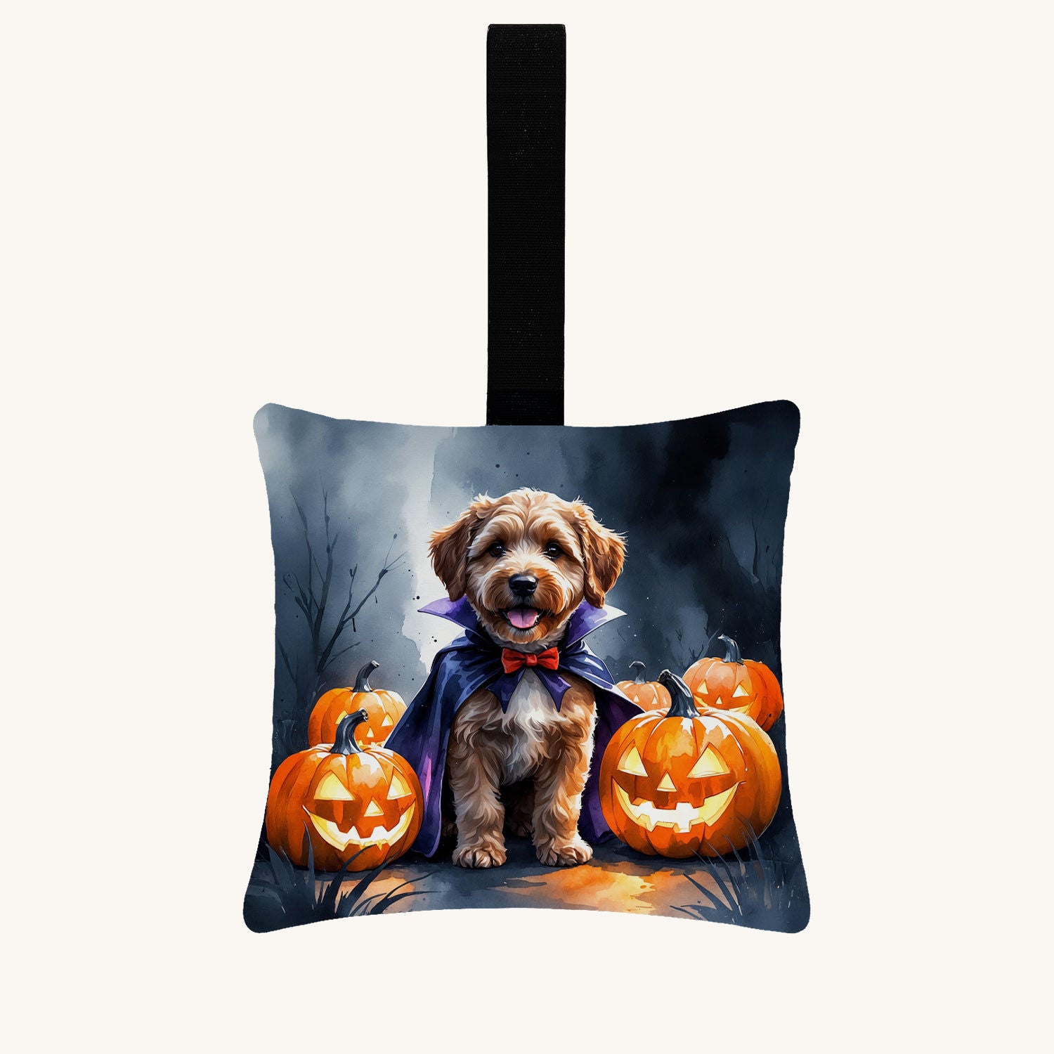 Hand-illustrated Labradoodle Halloween Mini Hanging Ornament