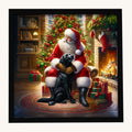 Hand-illustrated Labrador and Santa Claus Framed Metal Print