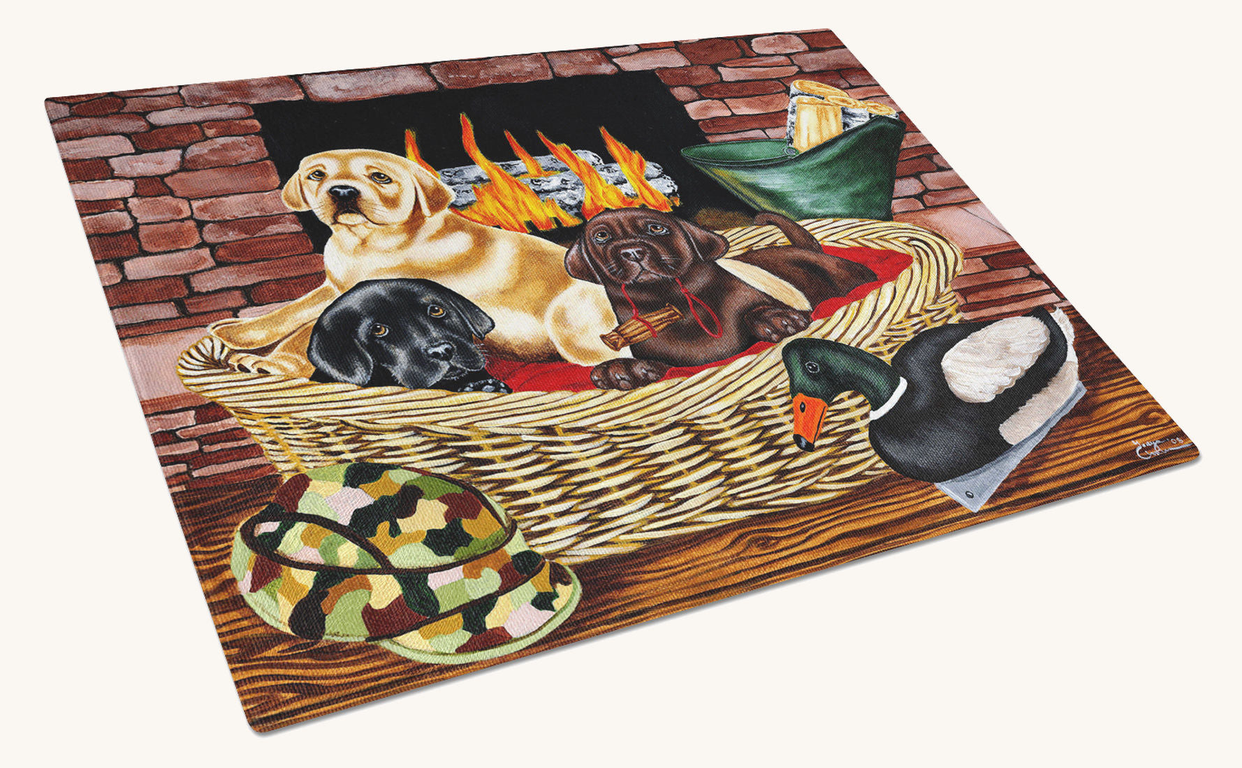 Hand-illustrated Labrador Glass Cutting Board