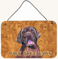Hand-illustrated Labrador Wipe Your Paws Metal Sign