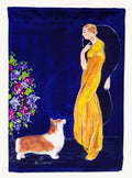 Hand-illustrated Lady with Her Corgi Canvas Wall Art