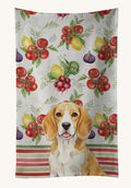 Hand-illustrated Lemon and White Beagle Vegetables Kitchen Towel