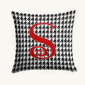 Hand-illustrated Letter S Houndstooth Monogram Throw Pillow