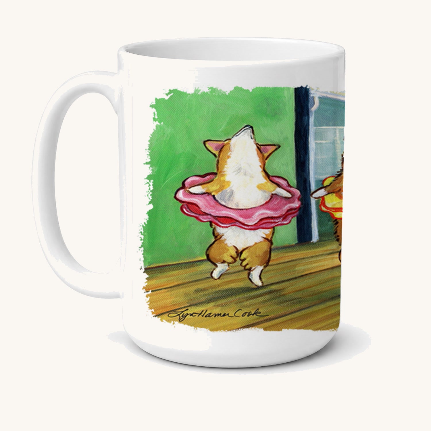 Hand-illustrated Little Ballerina Corgi Ceramic Coffee Mug