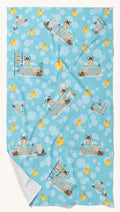 Hand-illustrated Longhaired Black and White Chihuahua Bath Towel