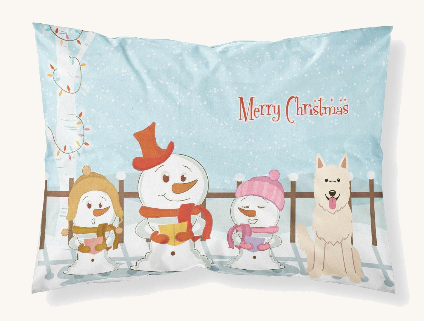 Hand-illustrated Merry Christmas Carolers German Shepherd Pillowcase