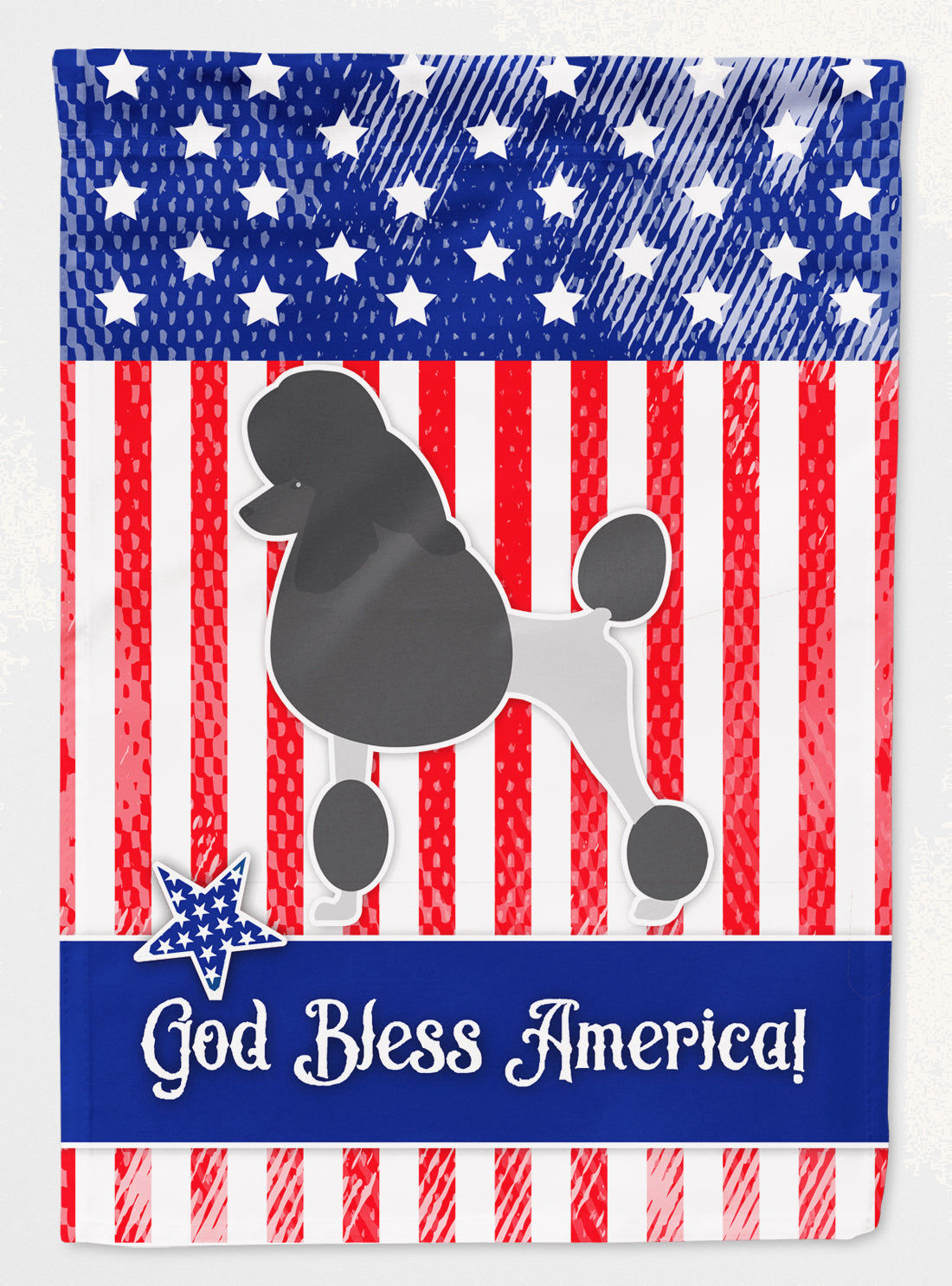 Hand-illustrated Patriotic Poodle USA House Flag