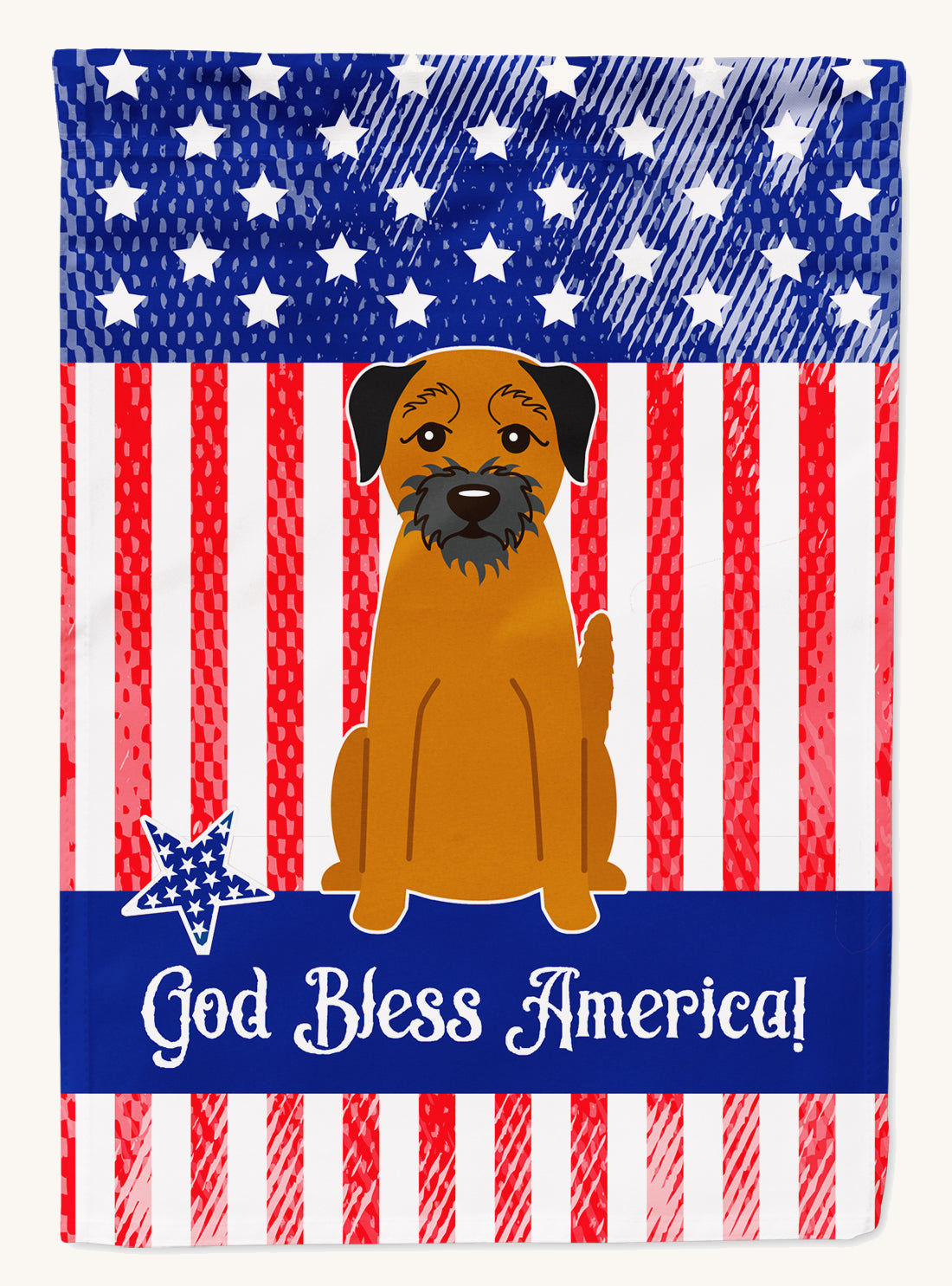 Hand-illustrated Patriotic USA Border Terrier Garden Flag
