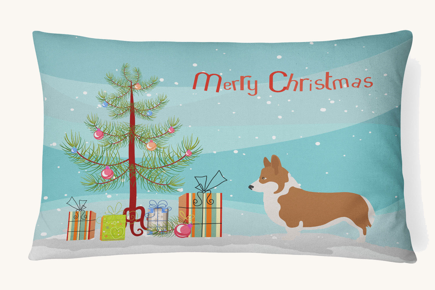 Hand-illustrated Pembroke Welsh Corgi Christmas Throw Pillow