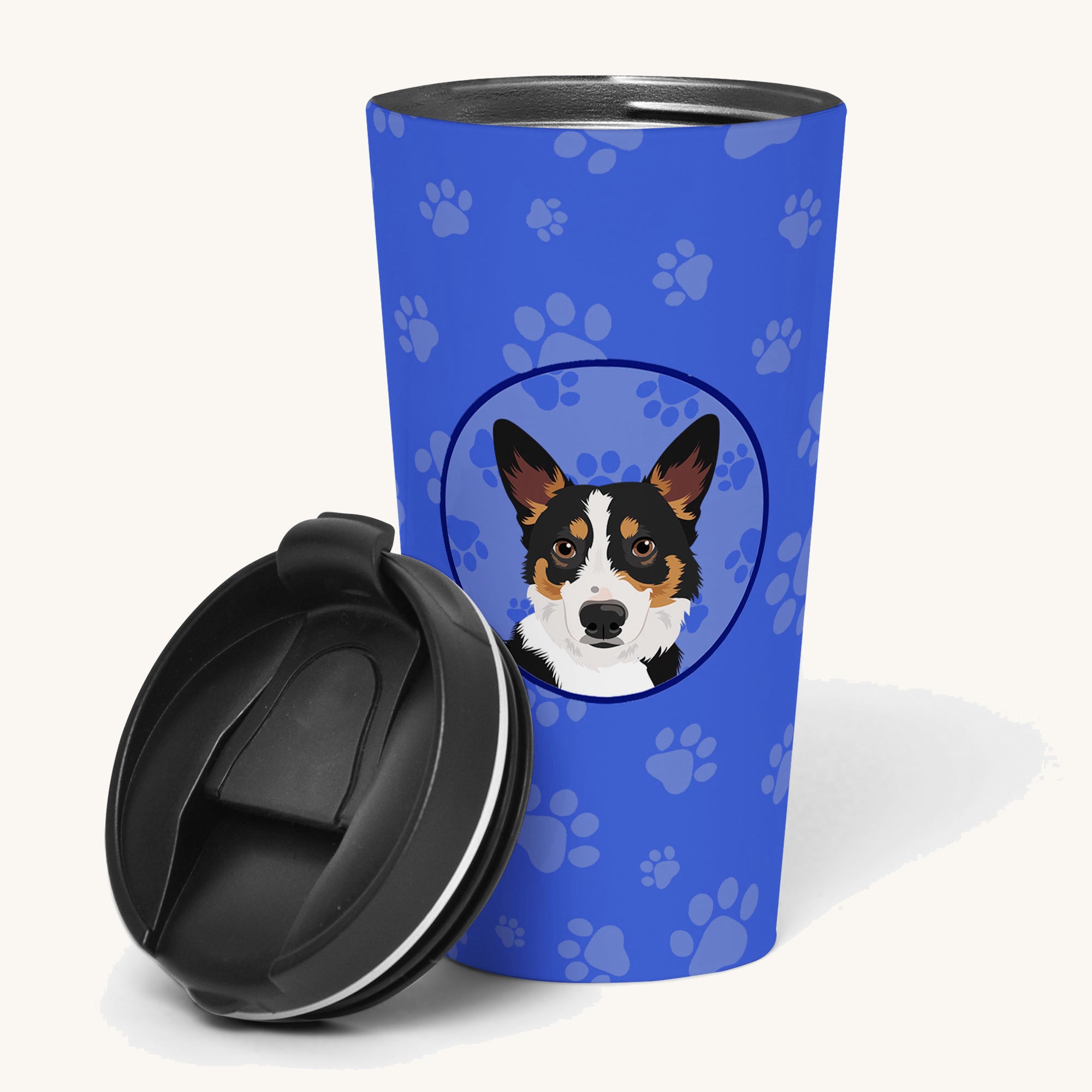 Hand-illustrated Pembroke Welsh Corgi Tricolor Stainless Steel Tumbler