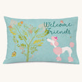 Hand-illustrated Pink Poodle Welcome Friends Pillowcase